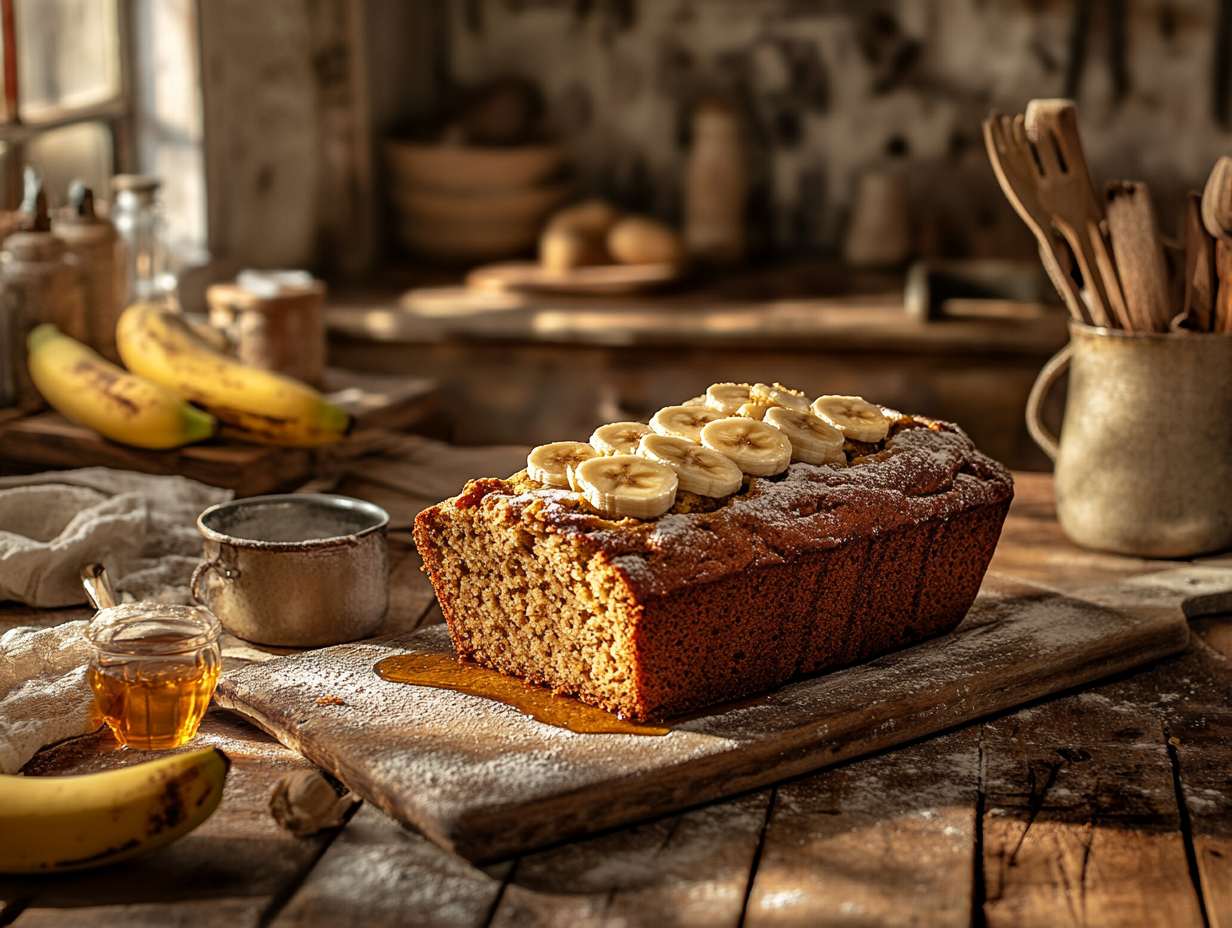 Freshly-Baked-Banana-Bread-with-Ingredients